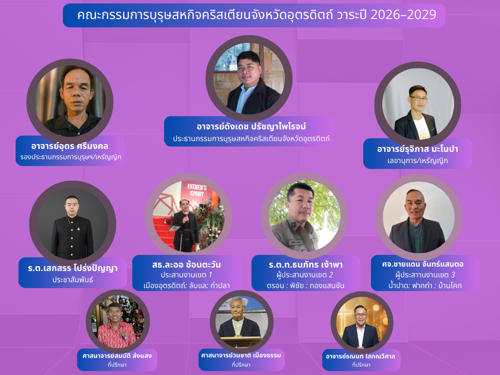 ภาพคณะกรรมการบุรุษสหกิจคริสเตียนจังหวัดอุตรดิตถ์ วาระปี 2026–2029